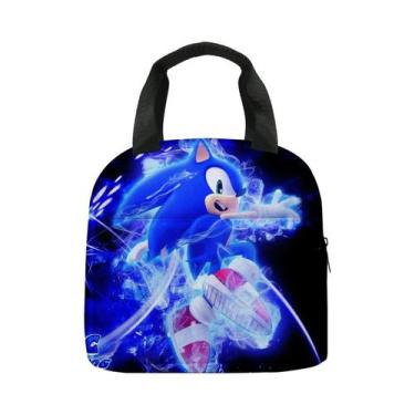 Imagem de Lancheira Térmica Portátil Infantil Com Desenho Animado Do Sonic the H