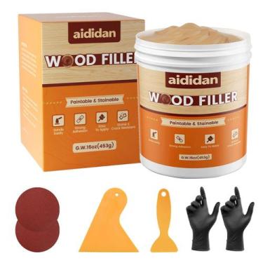 Imagem de Kit de reparo de enchimento de madeira Aididan 473ml, pintável e manch