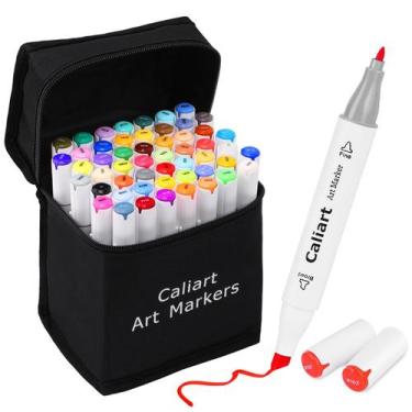 Imagem de Marcadores de álcool Caliart 52 cores Fine & Chisel Dual Tip