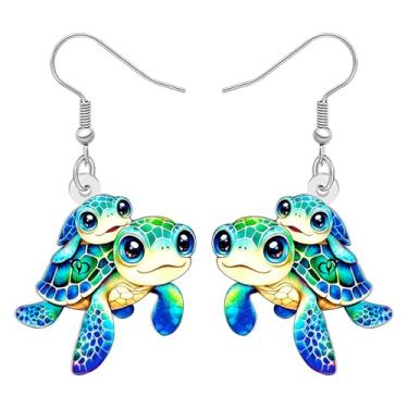 Imagem de DALANE Brincos de acrílico com pingente de tartaruga marinha tropical com animais marinhos engraçados, joias de verão para mulheres, férias, praia, presentes acessórios, Medium, Acrílico, Sem pedra