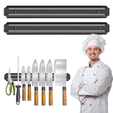 Imagem de Kit 2 Barra Organizadora Magnética 33cm Para Facas Utensílios De Metal