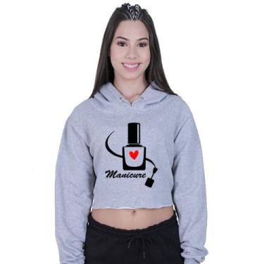Imagem de Cropped Moletom Feminino Manicure Profissão - Lafre, Cinza, GG