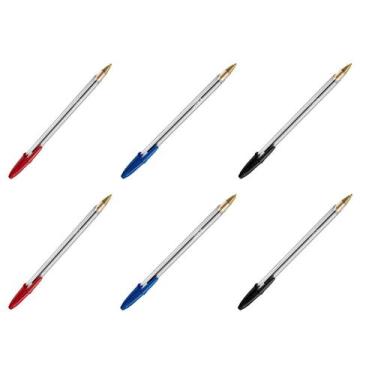 Imagem de Kit com 6 Caneta Bic Cristal - Azul Preta e Vermelha