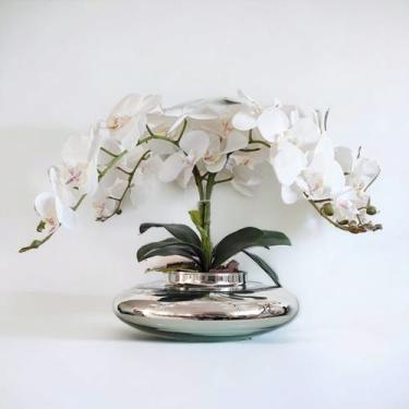 Imagem de Arranjo de Mesa Com 4 Flores de Orquídeas Vaso Prateado - La Caza Stor