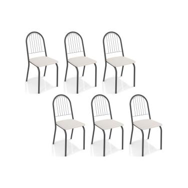 Imagem de Cadeira Sala de Jantar Noruega C077PRF Aço Kit 6 Un Preto/ano Branco - Kappesberg