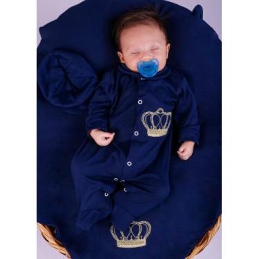 Imagem de Saída de Maternidade Menino Marinho Coroa 04 peças Bordado - Maribaby 
