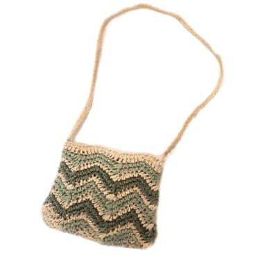 Imagem de Bolsa Artesanal Lateral Listrada Transversal Casual Praia 20x18x2 cm (Verde)