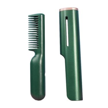 Imagem de Generic Escova alisadora de cabelo sem fio, ferro portátil, escova alisadora, pente quente para casa, viagens, Verde