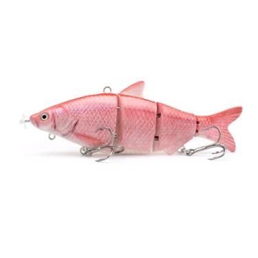 Imagem de ODS Isca de pesca robótica animada para afundar isca segmentada elétrica com junta de metal para água doce e salgada (Snapper)