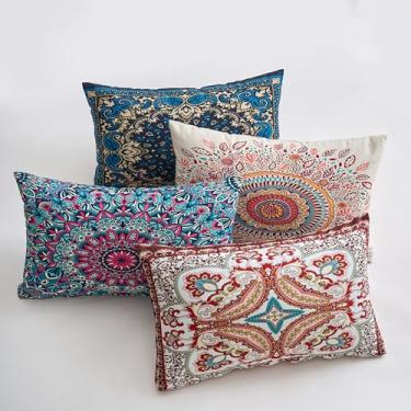 Imagem de GV DUOKE Capas decorativas boho para almofadas lombares 30 x 50 cm, conjunto de 4 fronhas de sofá de fazenda, floral, vintage, para sofá, sala de estar, quarto, verão, exterior, pátio, varanda