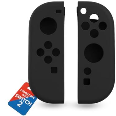 Imagem de MatoSan Capas de silicone – Conjunto de 2 peças protetoras compatíveis com controles Switch 2 – Capa antiderrapante para melhor controle – Acessórios de jogos para controles portáteis (preto)