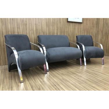 Imagem de Conjunto Poltronas Braço Alumínio Cinza 606 México - Alpoim