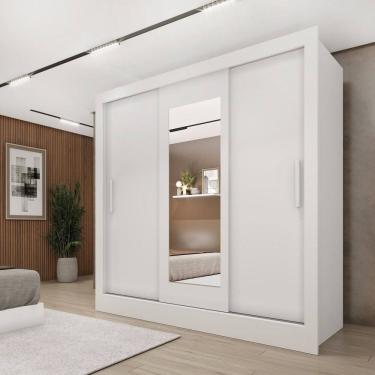 Imagem de Guarda-roupa Casal 3 Portas 190cm com Espelho Taiffa Neve