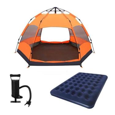 Imagem de Barraca Camping 5-8 Pessoas + Colchão Casal + Bomba Manual - OMEGA