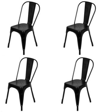 Imagem de Kit 4 Cadeiras Tolix Iron Titan Anm6671f Anima Office Ferro Pintura Epóxi Preto Fosco