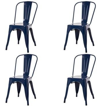 Imagem de Kit 4 Cadeiras Tolix Iron Titan Anm6671f Anima Office Ferro Pintura Epóxi Azul Marinho