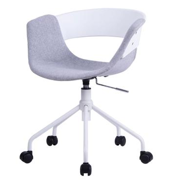 Imagem de Cadeira Turim Nicole Anm6711s Anima Office Em Polipropileno Branco Revestida Tecido Cinza Base Rodízio Branco
