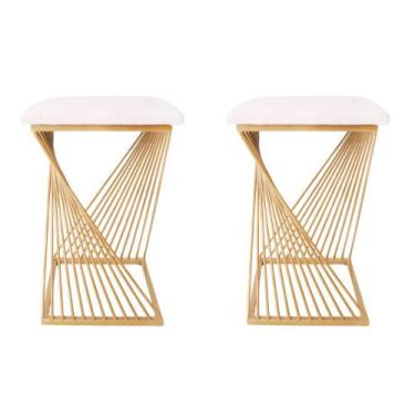 Imagem de KIT 2 Banqueta Oceam Industrial de Luxo - Automac Decor, Dourado