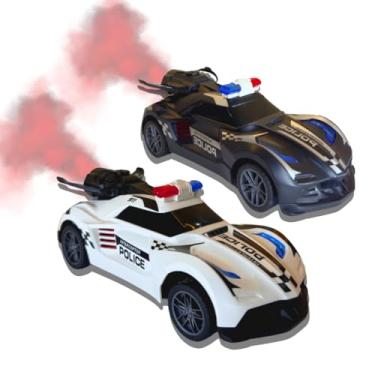 Imagem de Carrinho De Polícia Solta Fumaça Com Controle Remoto Brinquedo Com Luz (PRETO)
