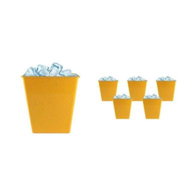 Imagem de Kit 6 Balde Gelo Fibra Madeira Amarelo 2,6L