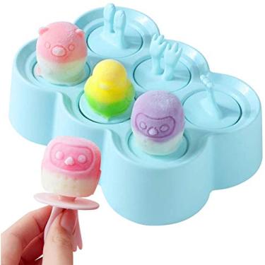 Imagem de Mini moldes de picolé sem BPA, moldes de picolé reutilizáveis de silicone com palitos, máquinas de sorvete [cavidade de 6]