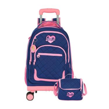 Imagem de Kit Escolar Barbie Mochila Rodas + Lancheira Térmica - Azul