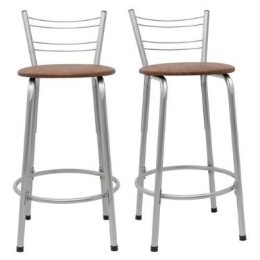 Imagem de Kit 2 Banco Para Balcão Ilha Bistrô Banqueta 60cm Flórida Prata Bar Co