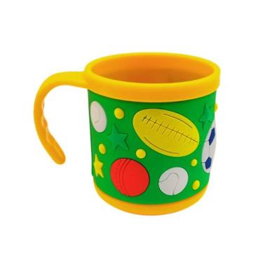 Imagem de Caneca Infantil com Alça Copo Alto Relevo 230ml - Top Útil, Amarelo