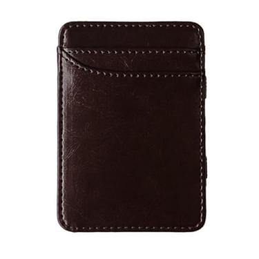 Imagem de Carteira Porta-Cédula Porta-Cartão Cateira Mágica Mini-Carteira em Couro PU Slin Unissex (Café)