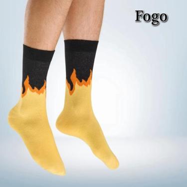 Imagem de Par de Meia Casual Cano Longo Divertida Masculina - Tamanho 39 a 43 - 