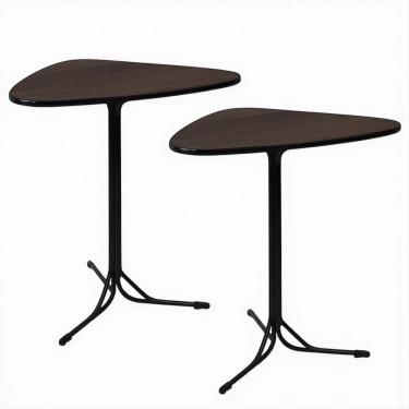 Imagem de Kit 2 Mesas Triangular Alta para Lanchonete Gourmet Tampo 15mm Industrial 60x60 Castaine