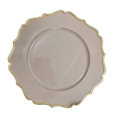 Imagem de Sousplat Bege Com Dourado Polipropileno 33Cm Rafimex