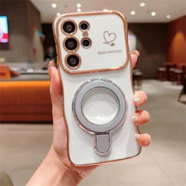 Imagem de YOGISU Suporte magnético em formato de coração para Samsung S24 (para Samsung S24/branco)