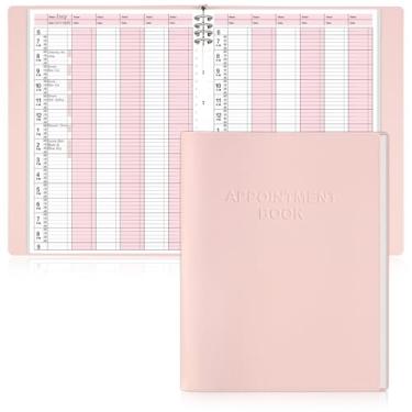 Imagem de Agenda diária acadêmica com 8 anéis, 6 colunas, A4, agenda horária sem data, grande, 20,8 x 29,7 cm, capa de couro PU, rosa, 8 anéis, fichário, 50 folhas, diário para agendamento de agendamentos