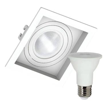 Imagem de Kit 3 Spot Embutir Par20 Recuado Quadrado + Lampada Led 7W C