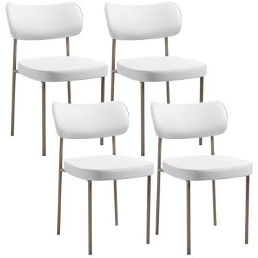 Imagem de Kit 04 Cadeiras Decorativas Para Sala De Jantar Melina Base Arena L02 Facto Branco - Lyam Decor