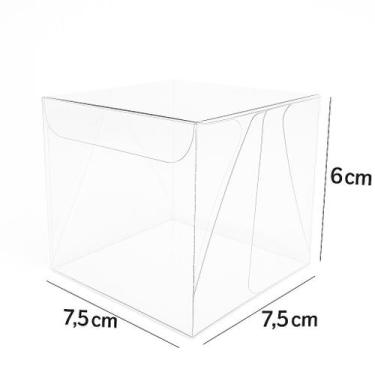Imagem de 50 caixas Acetato Transparente Cristal 7,5x7,5x6cm - Carraschi Embalag