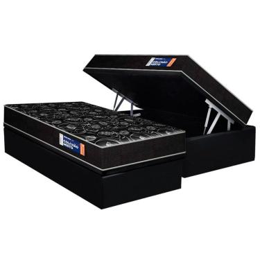 Imagem de Conjunto Box Baú Solteiro: Colchão Espuma Plumatex D28 Isopluma + Base Crc Suede Black (88x188)