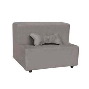 Imagem de Escadinha Pet Luxo, Degraus em MDF com Suede, Acessório para Cães e Gatos, Auxiliar de Subida para Sofá e Cama, 2 Degraus (Cinza)