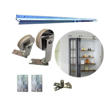 Imagem de Kit Porta Camarão 0,70x2,10m Primer Branco + Kit Basic Camarão Polido 