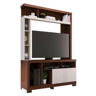 Imagem de Estante Home Theater Elba Nogueira Real Off White Matte - Colibri - CO