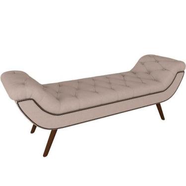 Imagem de Puff Recamier Decorativo Com Tachas 140 Cm Santorini P05 Linho Bege - 