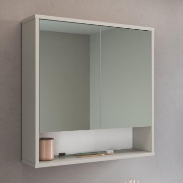 Imagem de Armário Espelheira de Banheiro 60cm com 2 Portas 1 Nicho Bari Arenas