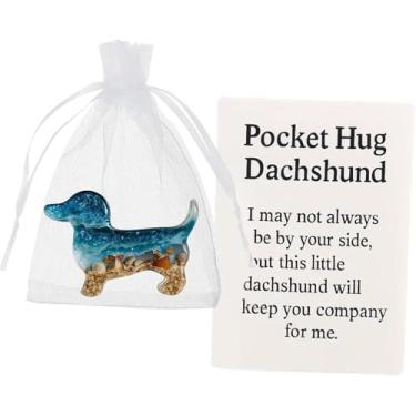 Imagem de Pocket Hug Dachshund, Bulldog Francês, Corgi, Cat Waves Bolsos Abraços, Mini Resina Animal Hug Token com Cartão