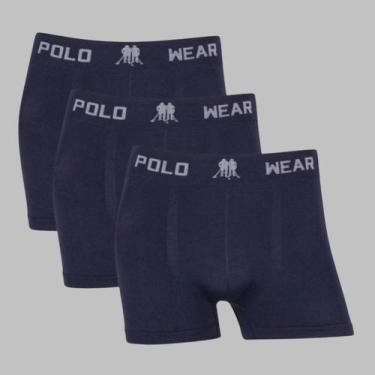 Imagem de Kit 3 Cueca Boxer Polo Wear Masculina Confortável Microfibra, Azul, Ma