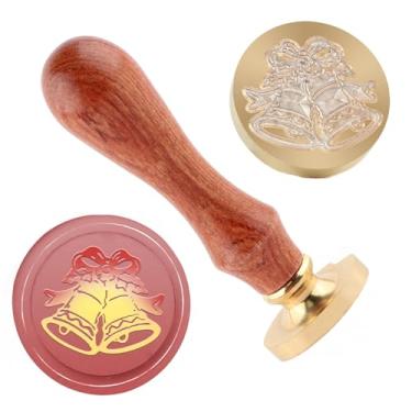 Imagem de Carimbo de lacre de cera de Natal carimbo de vedação de latão e uma alça de madeira carimbos cabeça para cartões de natal convites de festa carta envelope cartões de felicitações presentes