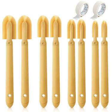 Imagem de Leriton 8 peças de kit de ferramentas de calafetagem de silicone, 4 tamanhos, ferramenta de acabamento de calafetagem com 2 rolos de fita adesiva branca reutilizável, espátula de selante para costura