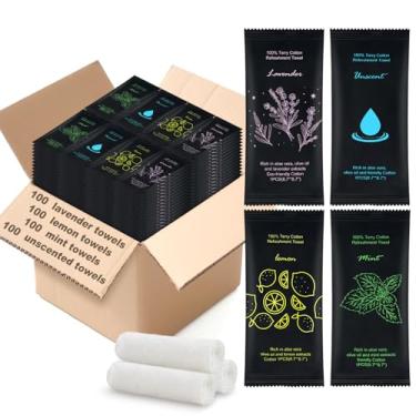 Imagem de Toalha de algodão úmida a granel toalhas úmidas embrulhadas individualmente 22 x 22 cm, toalhas brancas, toalhas refrescantes pré-umedecidas lavanda, limão, menta e sem perfume para spa de festa