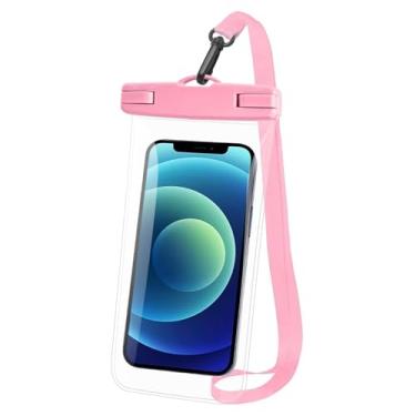 Imagem de [1 unidade] Bolsa de telefone à prova d'água para iPhone 16/15 Pro Max e Galaxy S24+/S23-17.8 cm, capa de telefone à prova d'água com cordão, itens essenciais para viagens de praia IPX8, itens