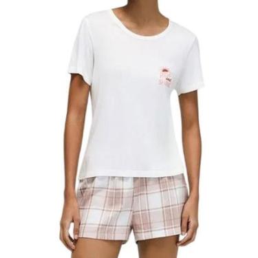 Imagem de Pijama Feminino Hering Regular Xadrez Branco Off  - 7BYQ2NEN-Feminino